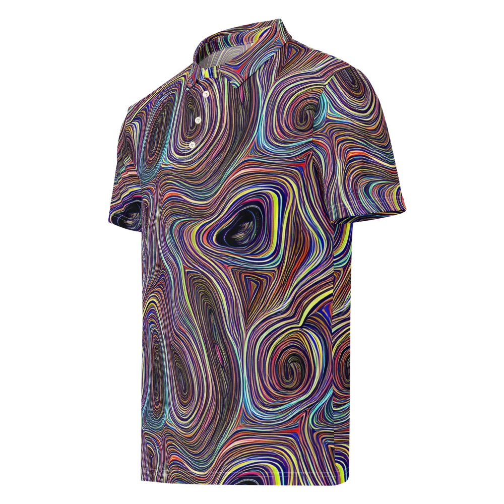 Neon Topography on Men's Slim Fit Polo Shirt — Left Front