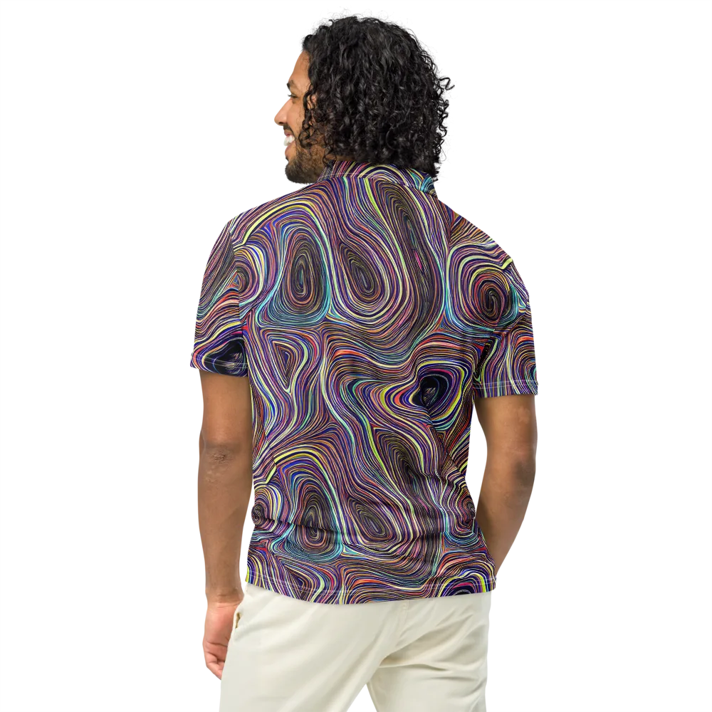 Neon Topography on Men's Slim Fit Polo Shirt — Back
