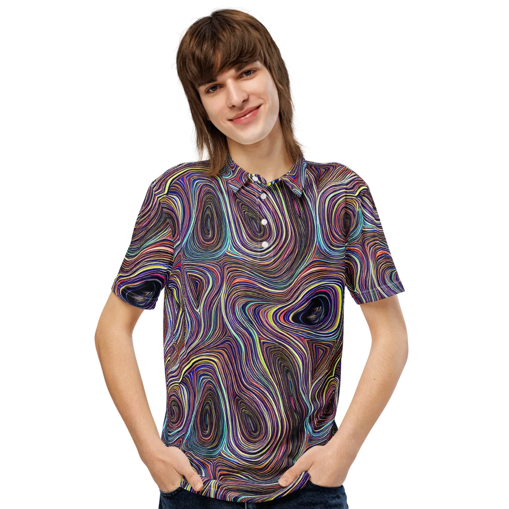 Neon Topography on Men's Slim Fit Polo Shirt — Front