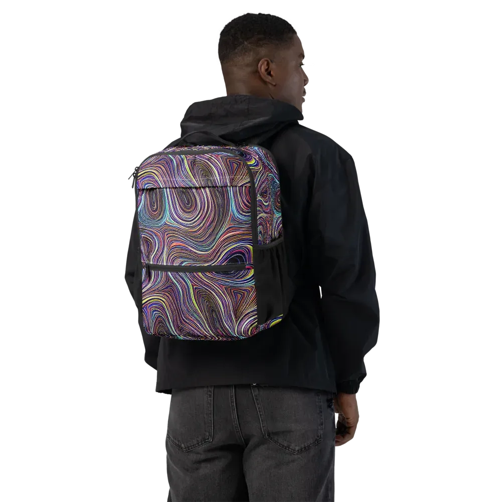 Neon Topography on Utility Backpack — Back