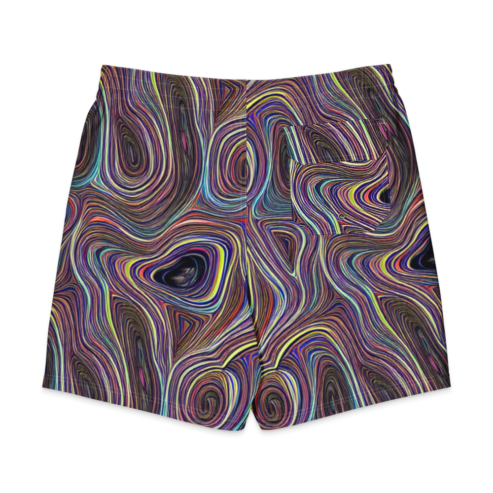 Neon Topography on Men's Board Shorts — Back
