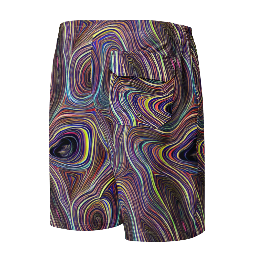 Neon Topography on Men's Board Shorts — Back