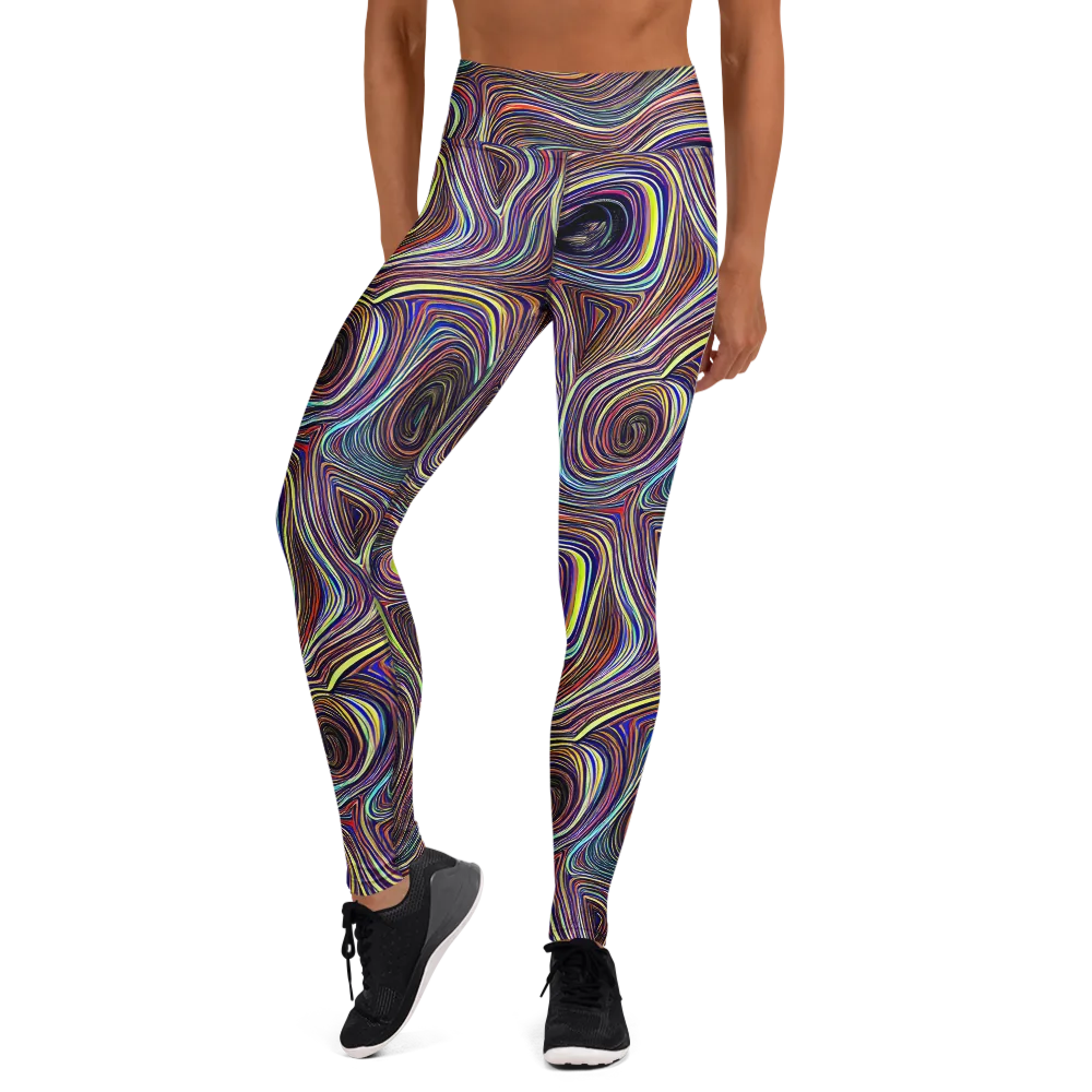 Neon Topography on Yoga Leggings — Front