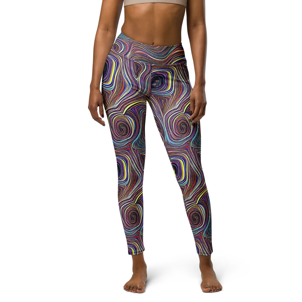 Neon Topography on Yoga Leggings — Front