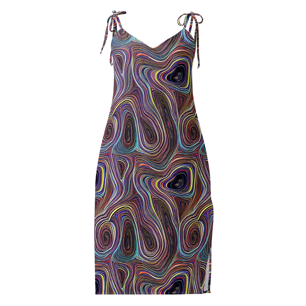 Neon Topography on Slip Dress — Front