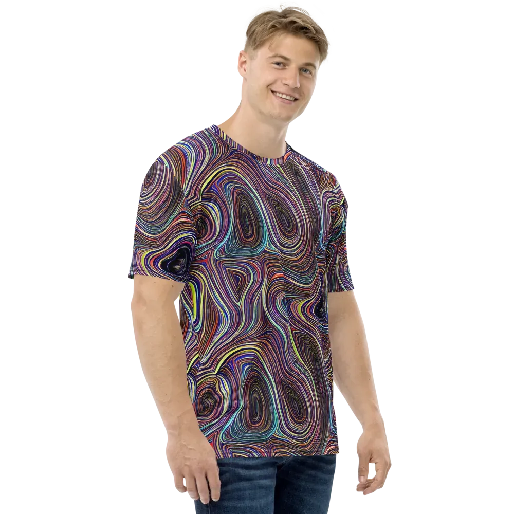 Neon Topography on Men's Crew Neck T-Shirt — Right