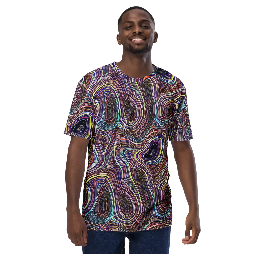 Neon Topography on Men's Crew Neck T-Shirt — Front