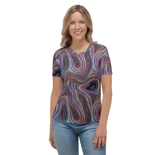 Neon Topography on a Women's Crew Neck T-Shirt