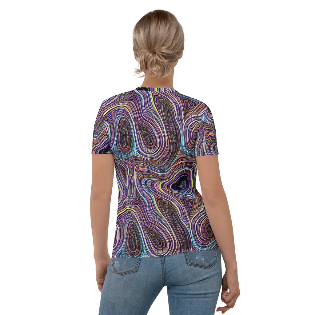 Neon Topography on Women's Crew Neck T-Shirt — Back