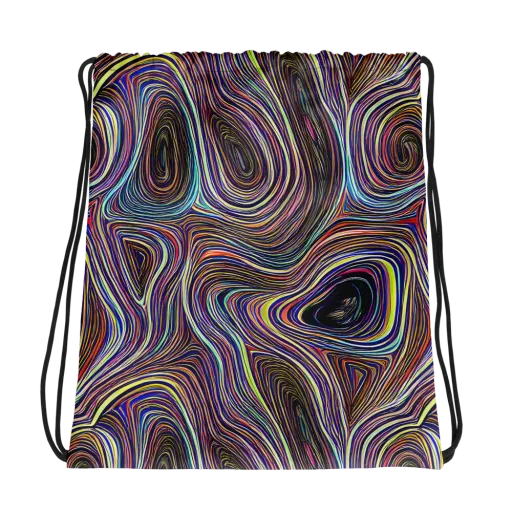 Neon Topography on a Drawstring Bag