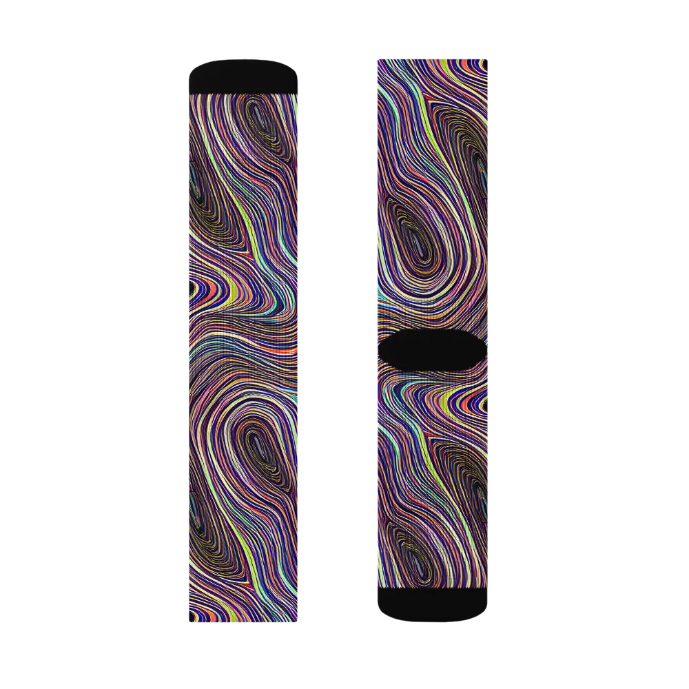 Neon Topography on Socks — Left Sock