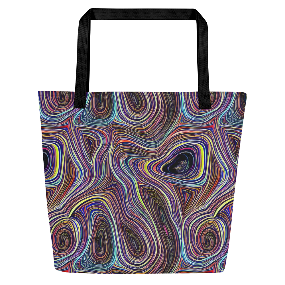Neon Topography on Large Tote Bag W/ Pocket — Front