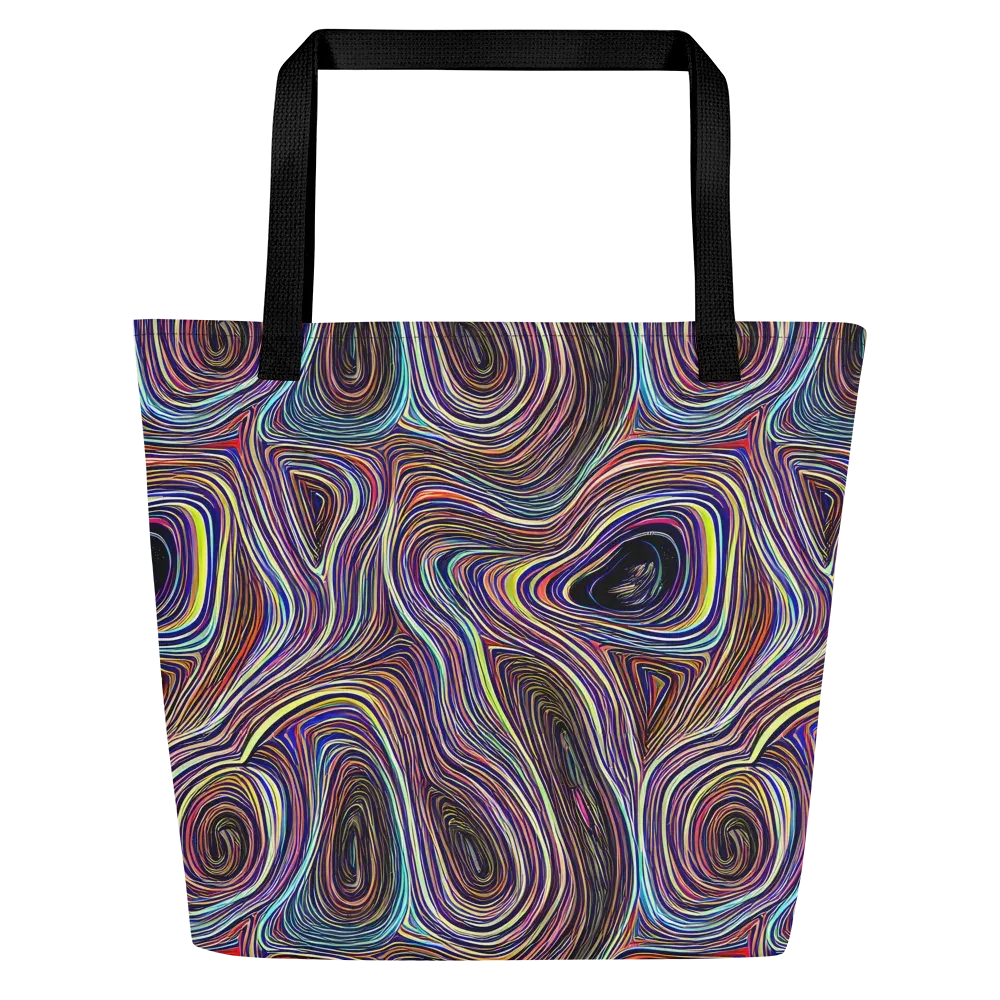 Neon Topography on Large Tote Bag W/ Pocket — Front