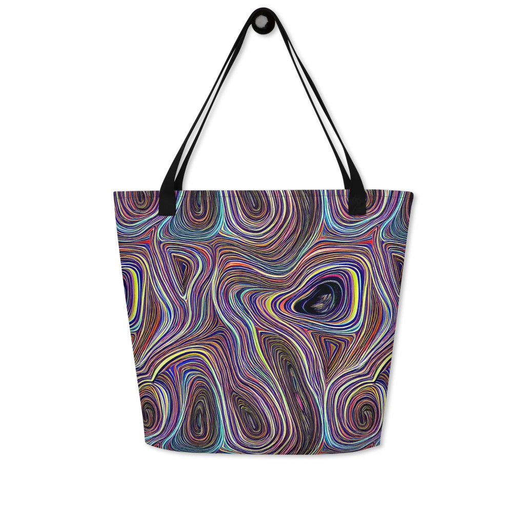 Neon Topography on Large Tote Bag W/ Pocket — Front