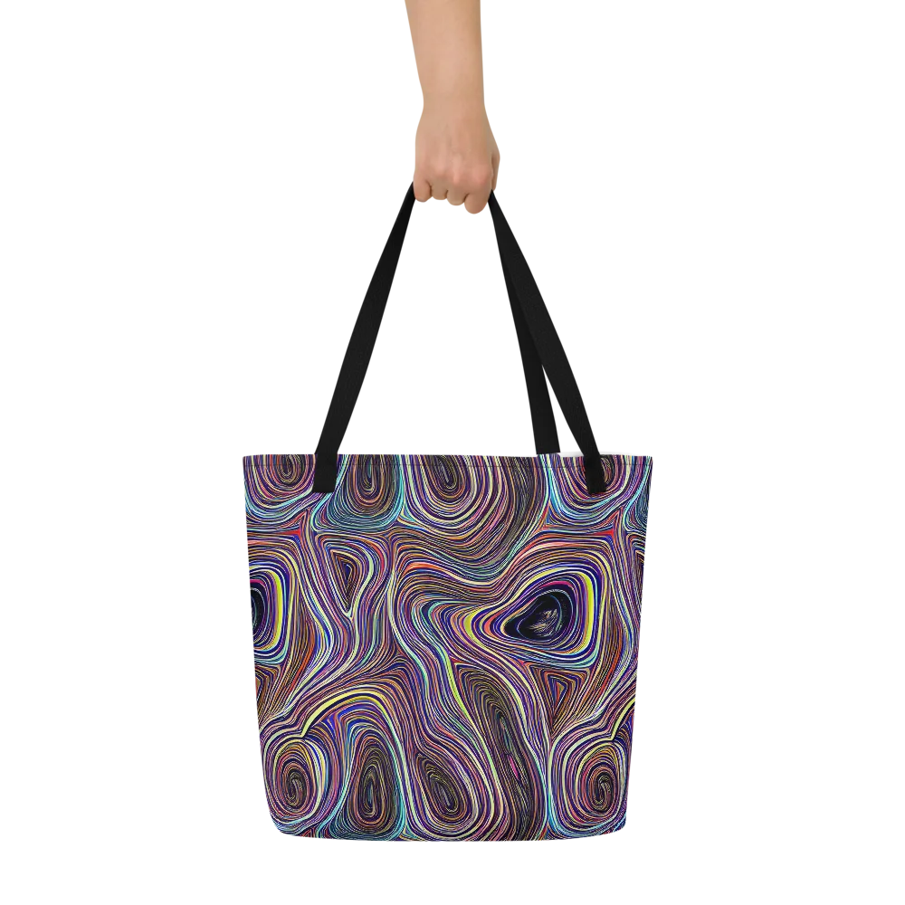 Neon Topography on Large Tote Bag W/ Pocket — Front