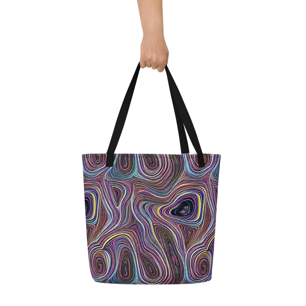 Neon Topography on Large Tote Bag W/ Pocket — Front