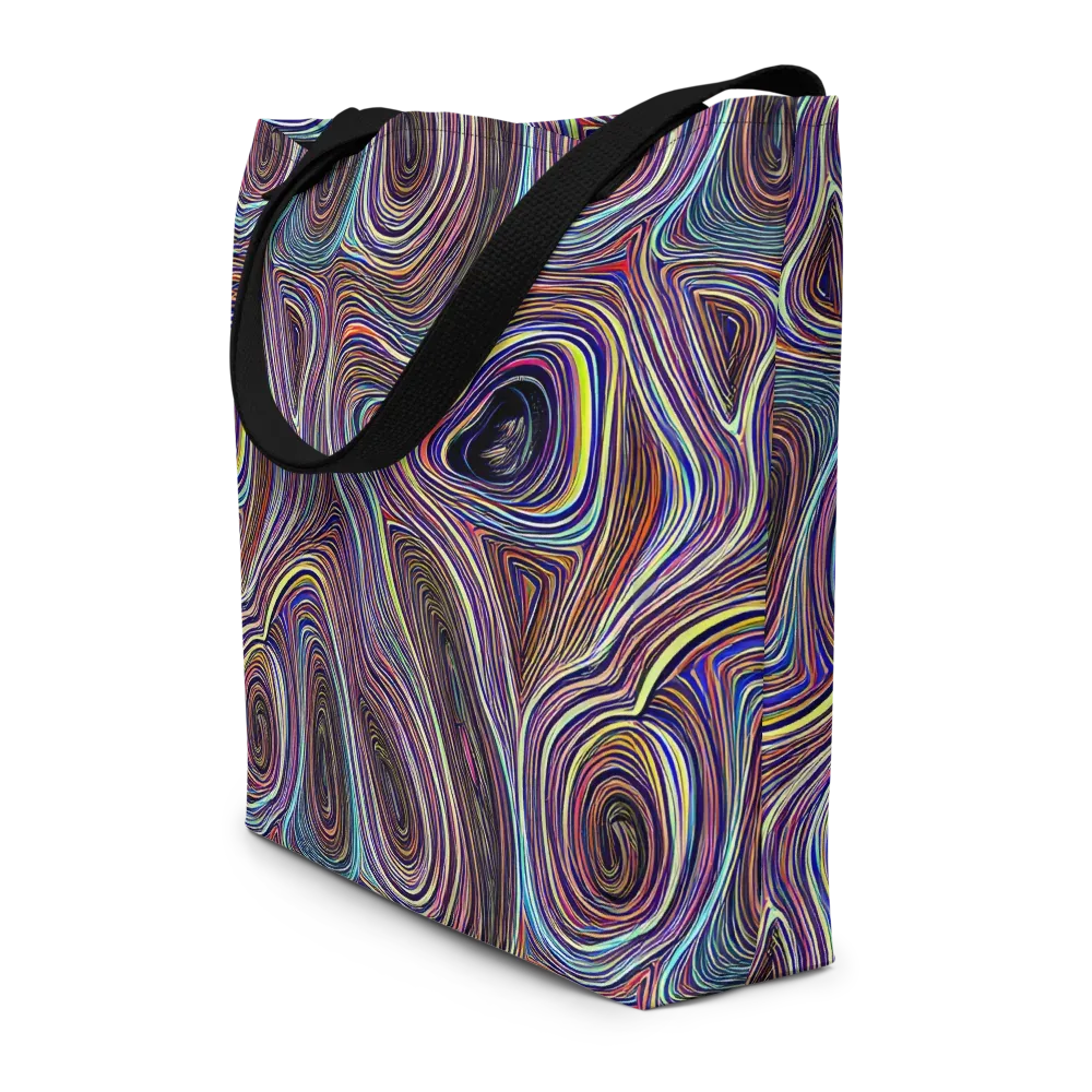 Neon Topography on Large Tote Bag W/ Pocket — Front