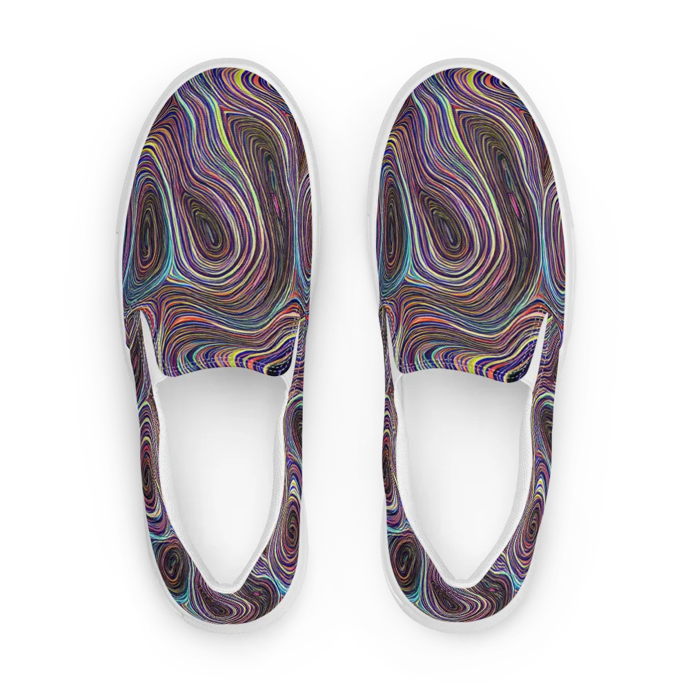 Neon Topography on Women's Slip-On Canvas Shoes — Front