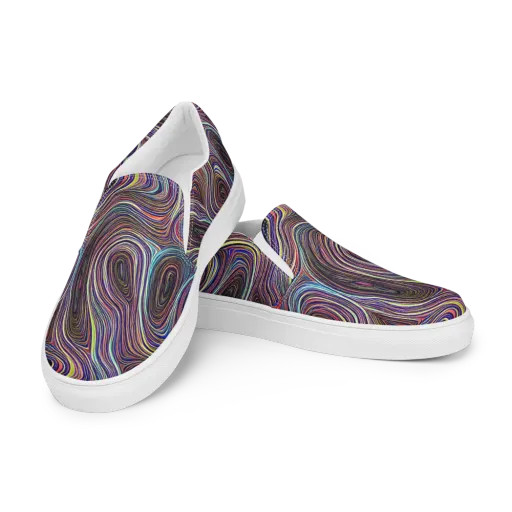 Neon Topography on a Women's Slip-On Canvas Shoes