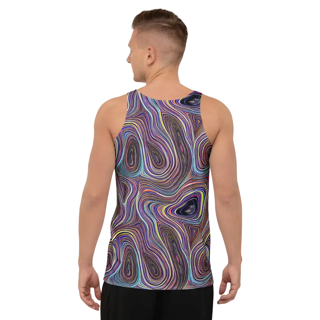 Neon Topography on Men's Tank Top — Back