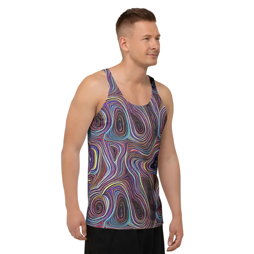 Neon Topography on Men's Tank Top — Right Front