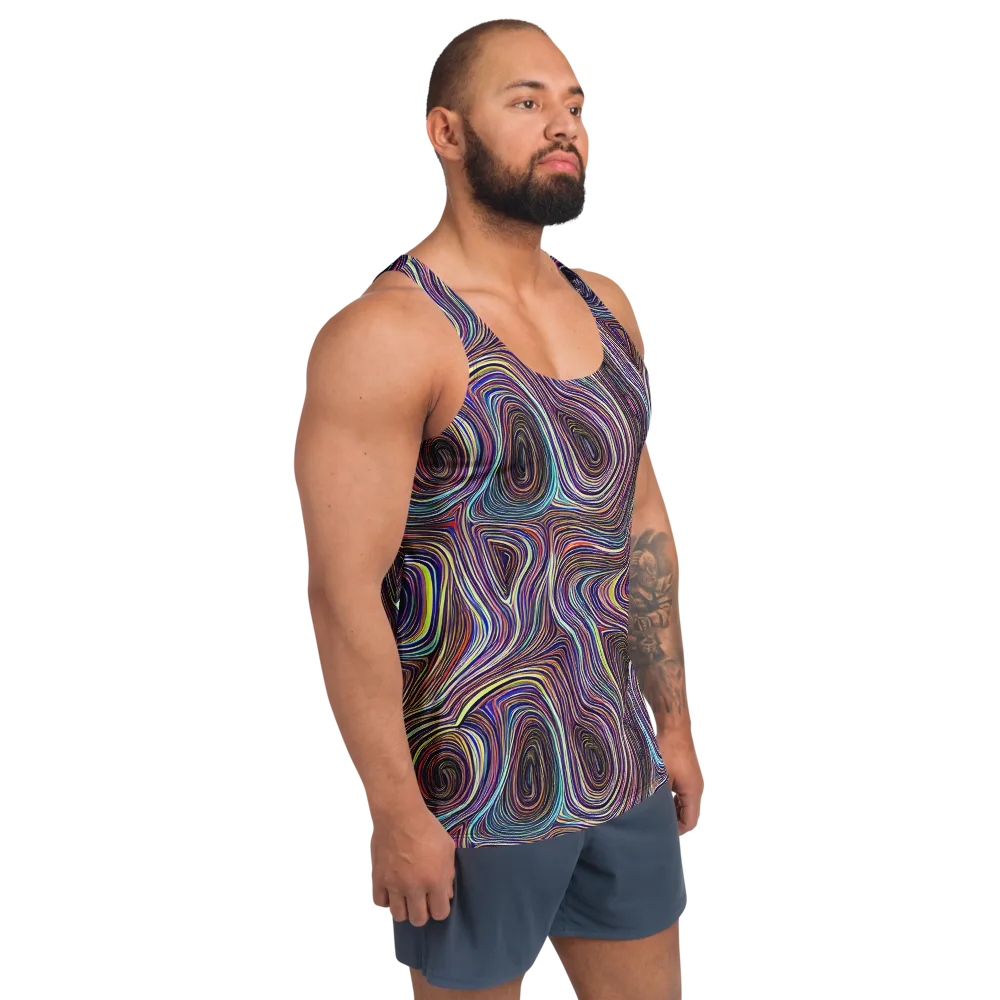 Neon Topography on Men's Tank Top — Right Front