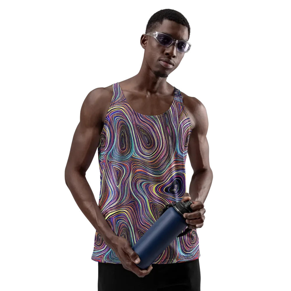 Neon Topography on Men's Tank Top — Front