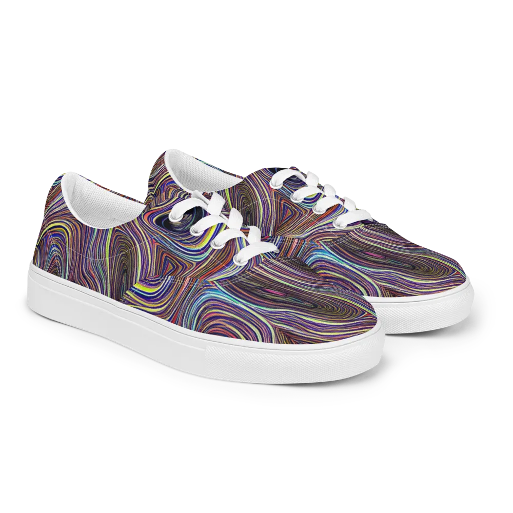 Neon Topography on Men's Lace-Up Canvas Shoes — Right Front