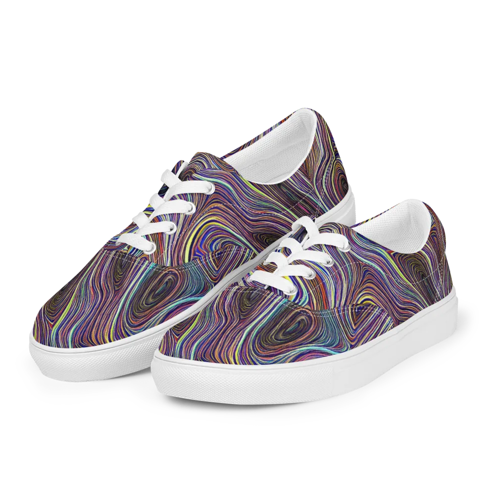 Neon Topography on Men's Lace-Up Canvas Shoes — Left Front