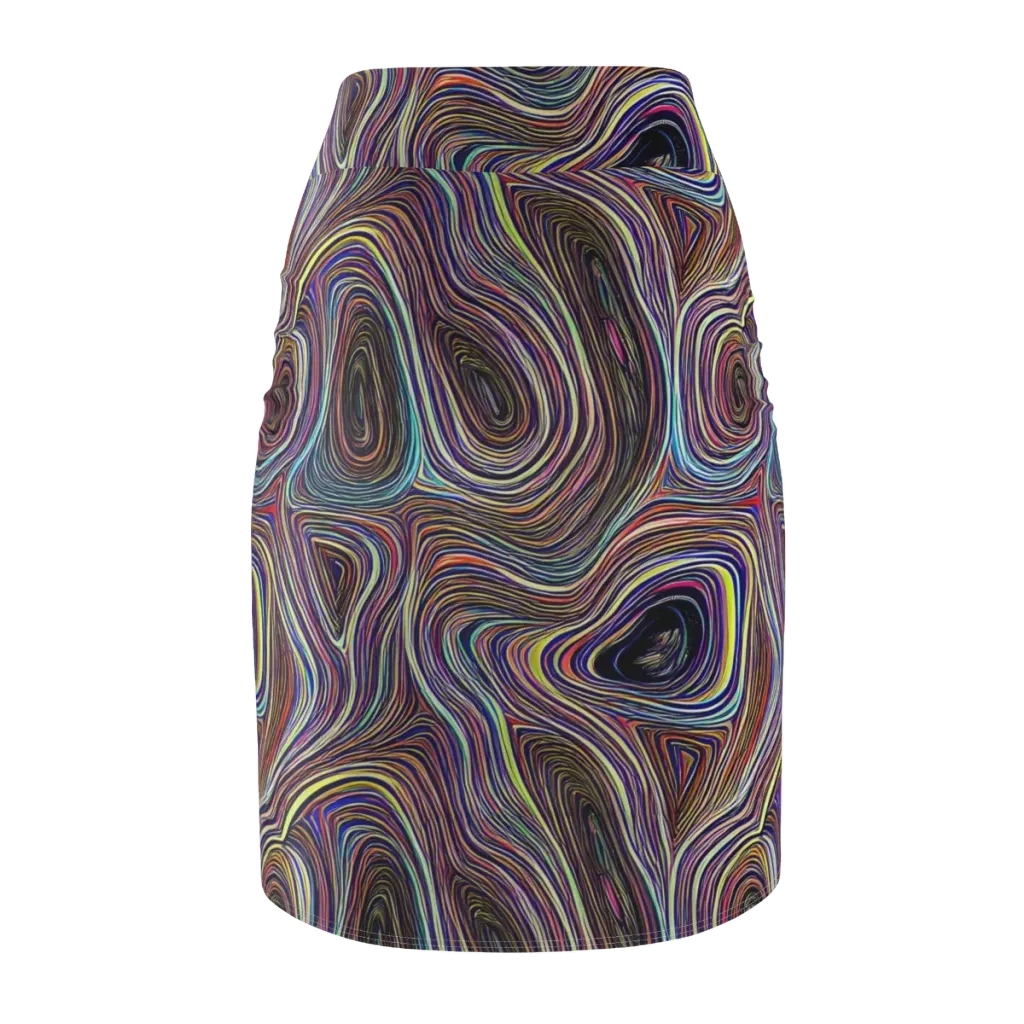 Neon Topography on Pencil Skirt — Back