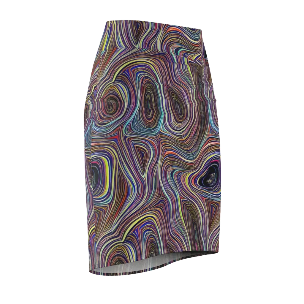 Neon Topography on Pencil Skirt — Front Side