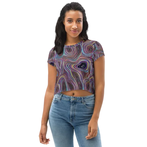 Neon Topography on a Crop Tee