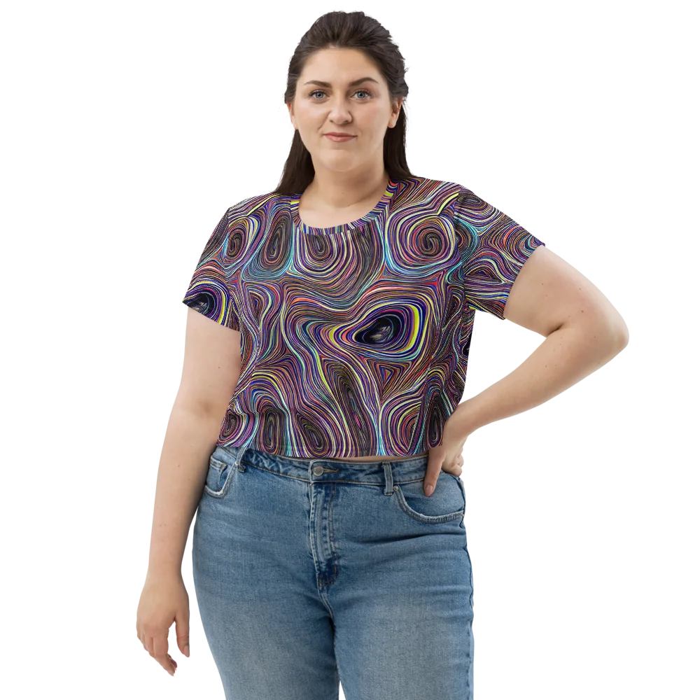 Neon Topography on Crop Tee — Front