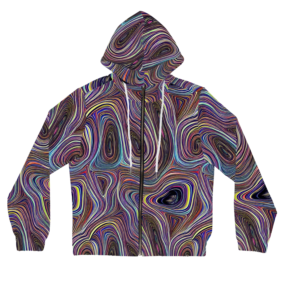 Neon Topography on Women's Full-Zip Hoodie — Front