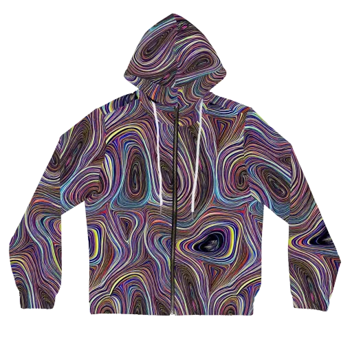 Neon Topography on a Women's Full-Zip Hoodie
