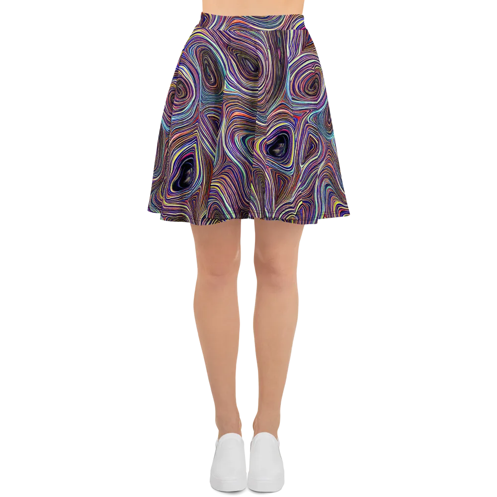 Neon Topography on Skater Skirt — Front