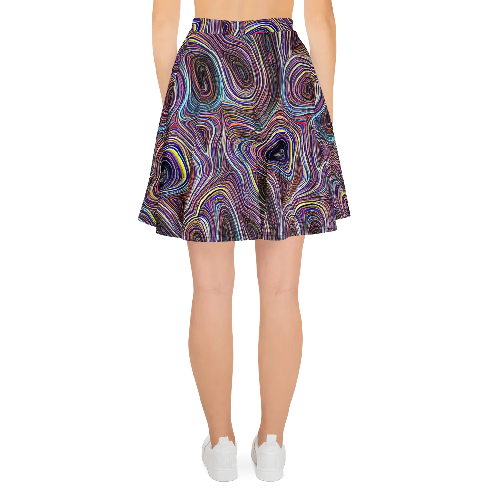 Neon Topography on Skater Skirt — Back