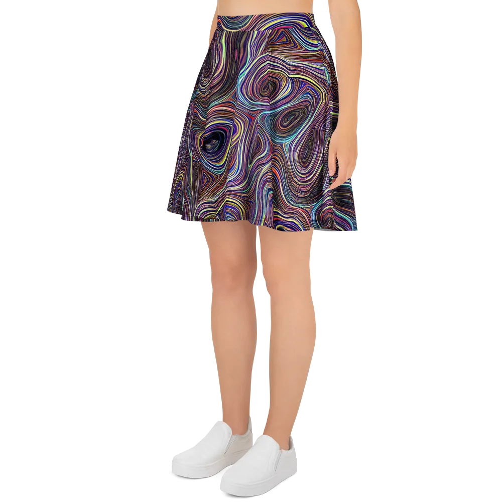 Neon Topography on Skater Skirt — Left