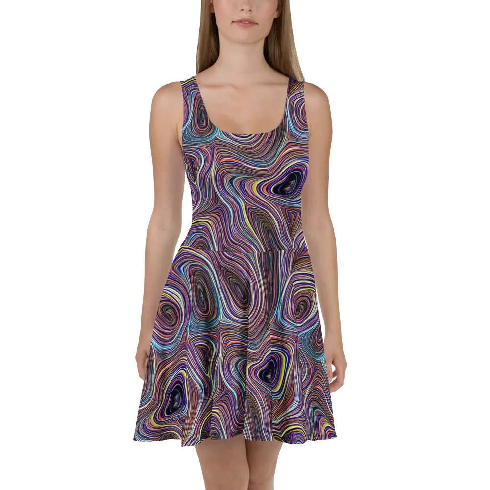 Neon Topography on Skater Dress — Front