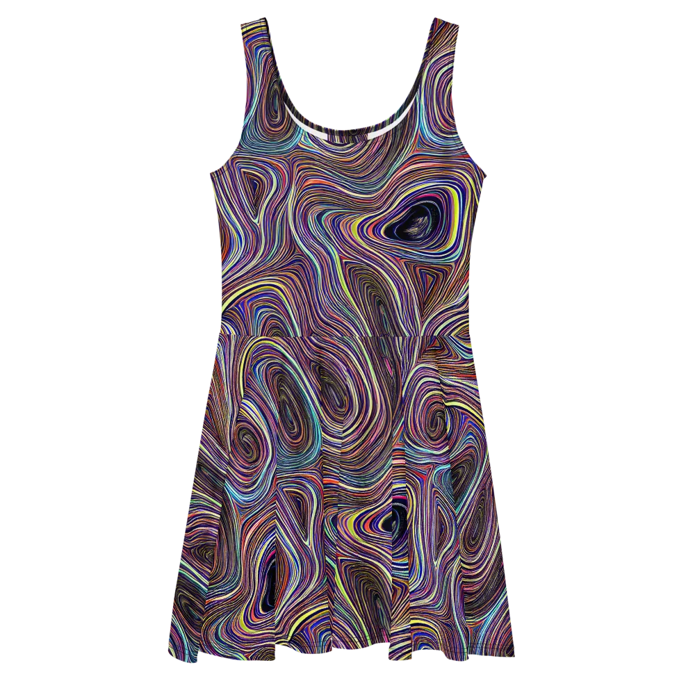 Neon Topography on Skater Dress — Front