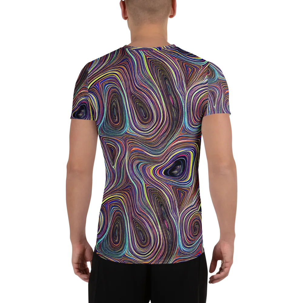 Neon Topography on Men's Athletic T-Shirt — Back