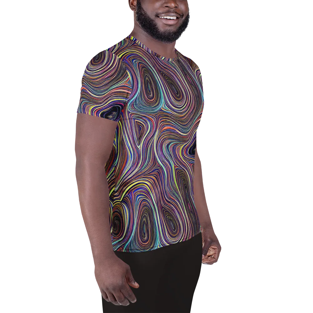 Neon Topography on Men's Athletic T-Shirt — Right