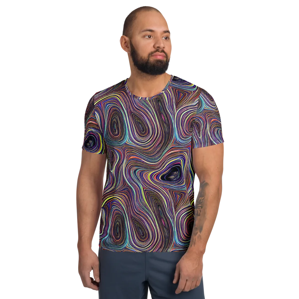 Neon Topography on Men's Athletic T-Shirt — Front