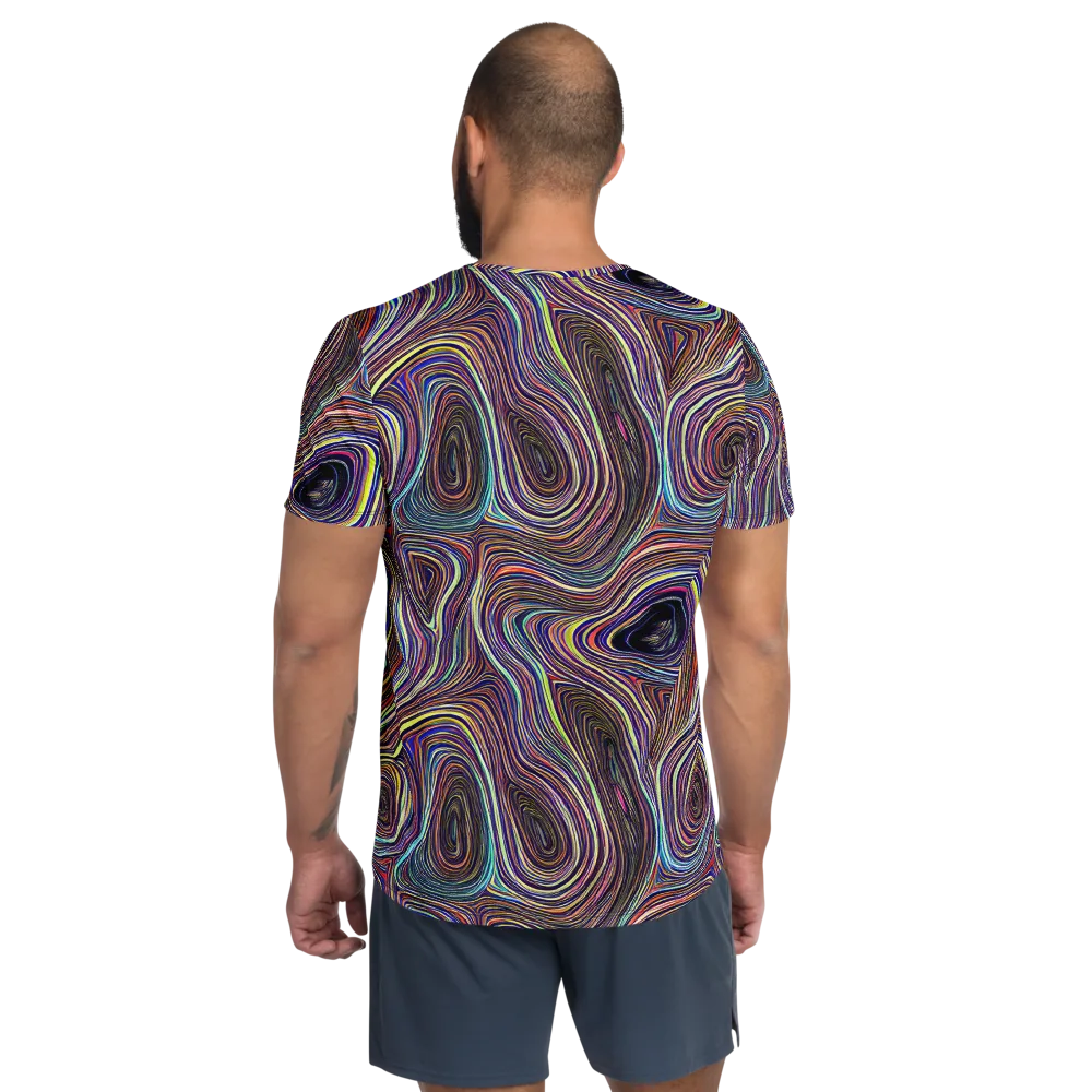 Neon Topography on Men's Athletic T-Shirt — Back
