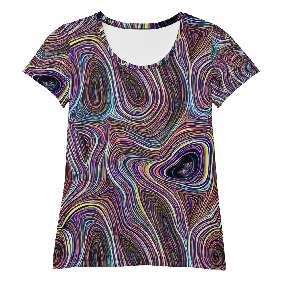Neon Topography on Women's Athletic T-Shirt — Front