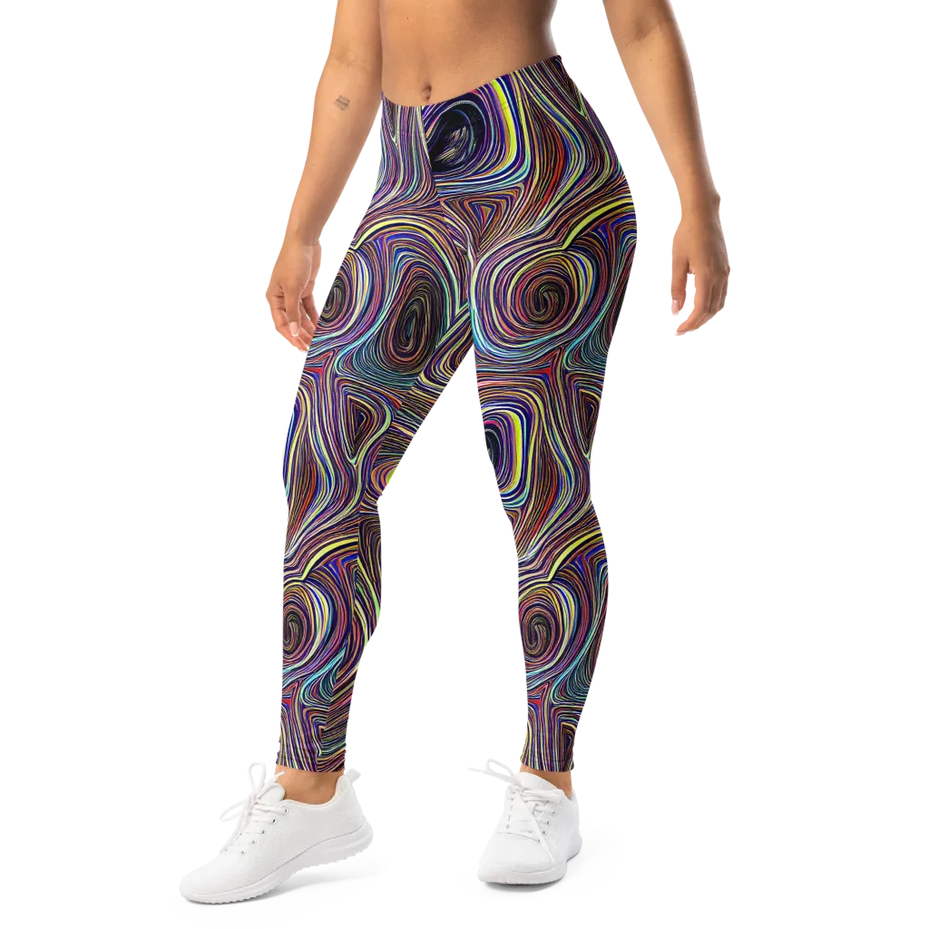 Neon Topography on Leggings — Left Front