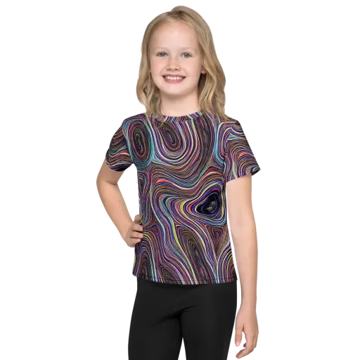 Neon Topography on a Kids Crew Neck T-Shirt