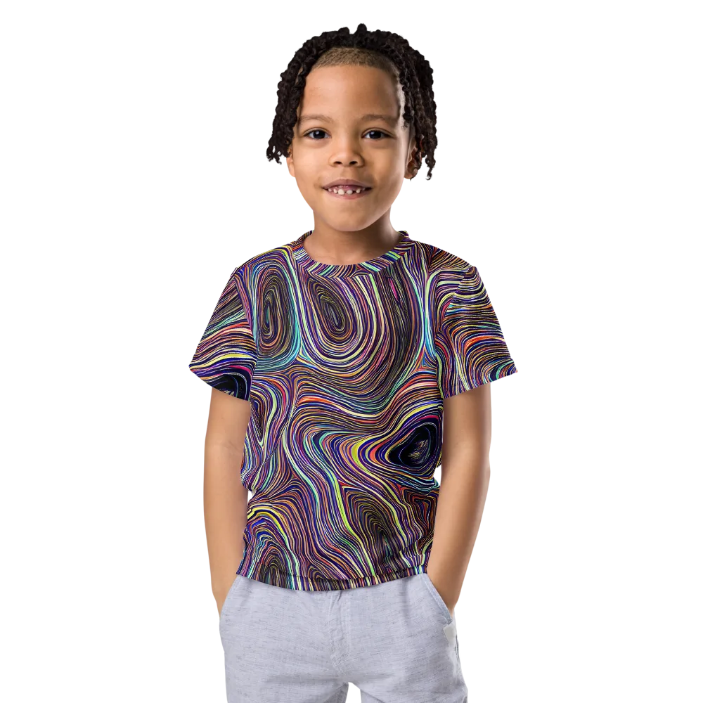Neon Topography on Kids Crew Neck T-Shirt — Front
