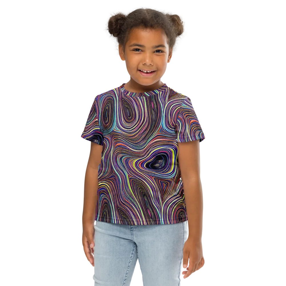 Neon Topography on Kids Crew Neck T-Shirt — Front