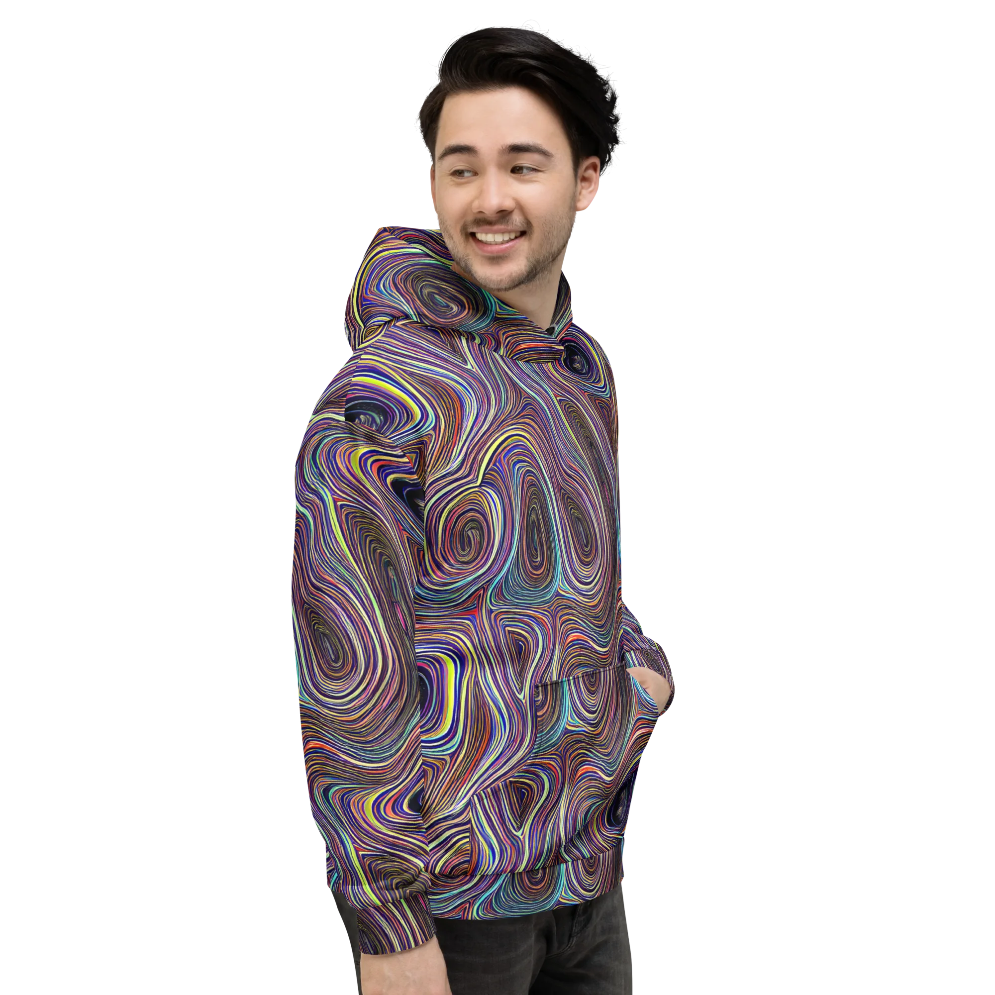 Neon Topography on Hoodie — Right